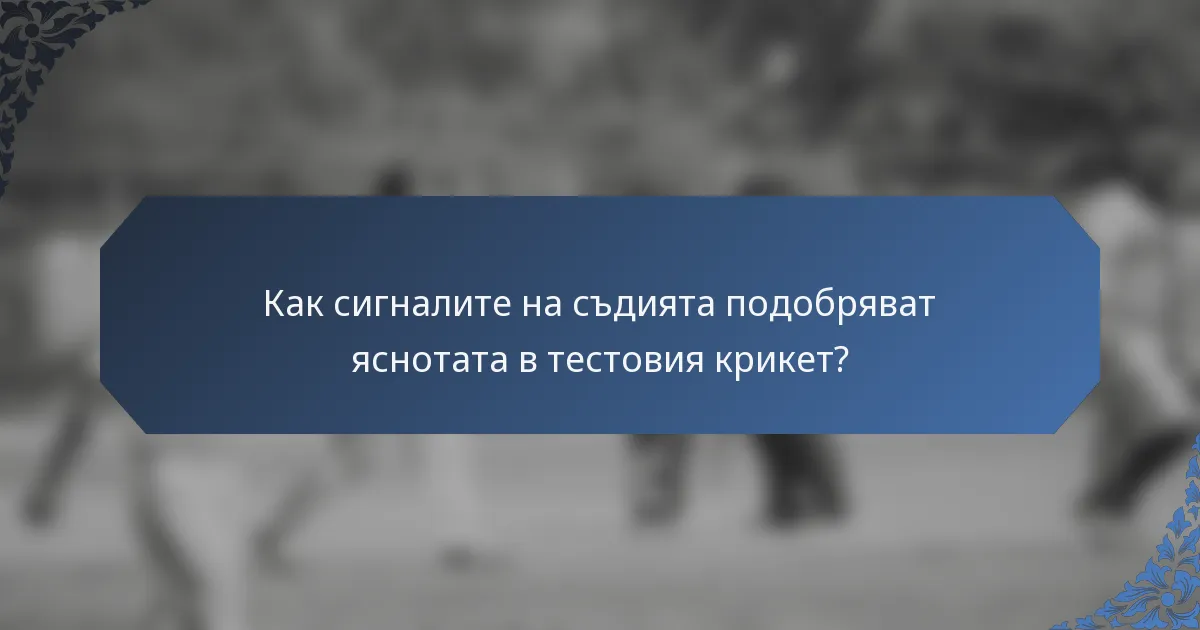 Как сигналите на съдията подобряват яснотата в тестовия крикет?