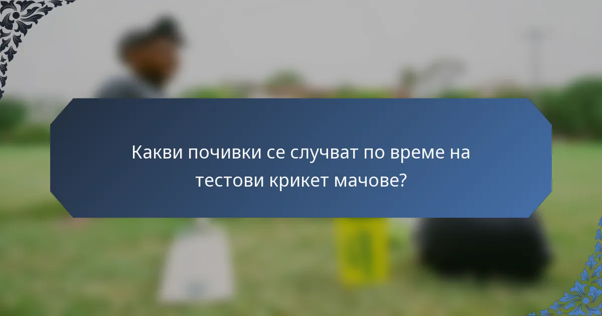 Какви почивки се случват по време на тестови крикет мачове?