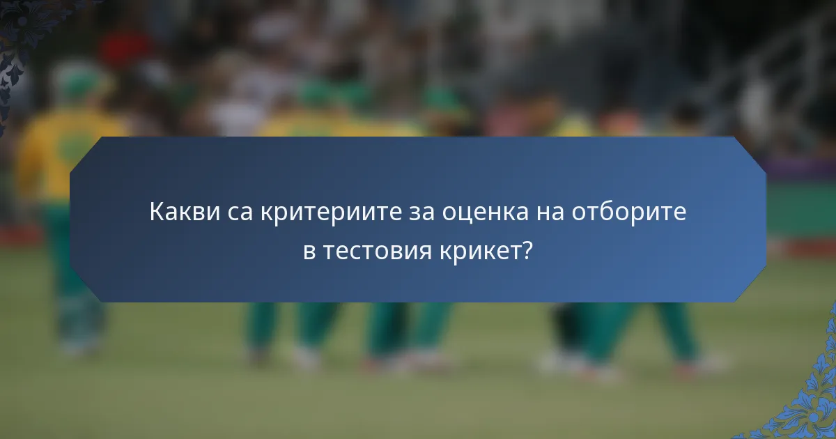 Какви са критериите за оценка на отборите в тестовия крикет?