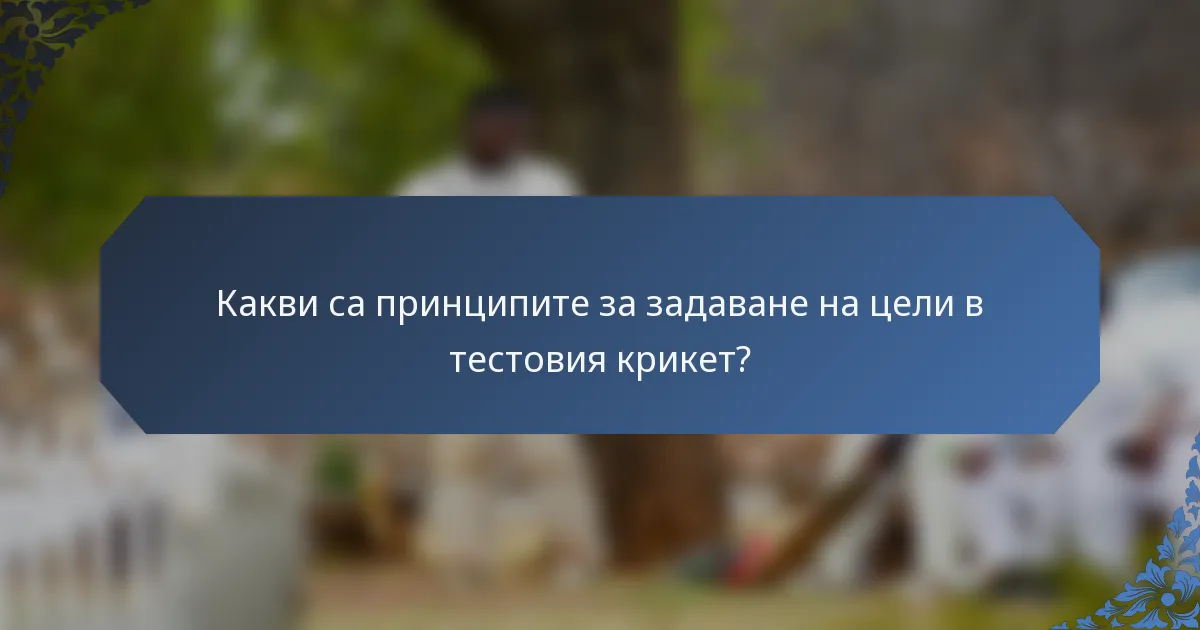 Какви са принципите за задаване на цели в тестовия крикет?
