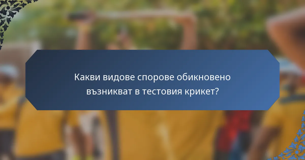 Какви видове спорове обикновено възникват в тестовия крикет?
