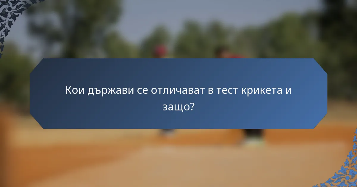 Кои държави се отличават в тест крикета и защо?