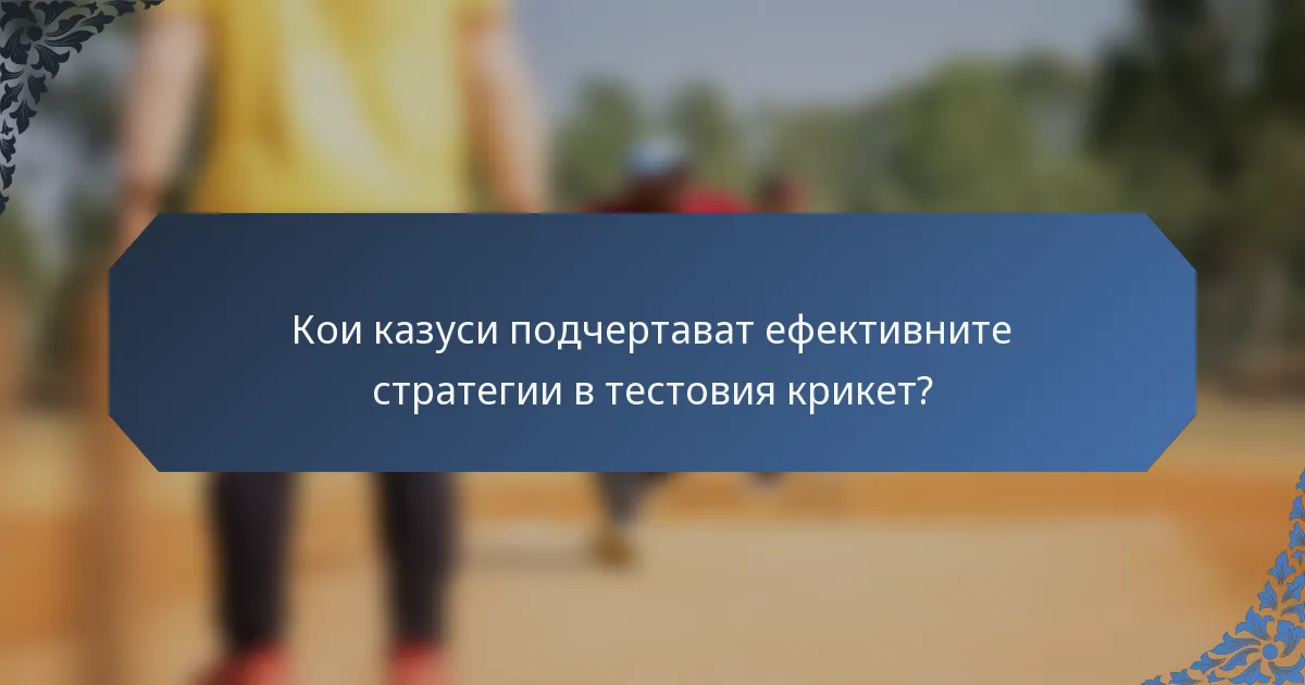 Кои казуси подчертават ефективните стратегии в тестовия крикет?